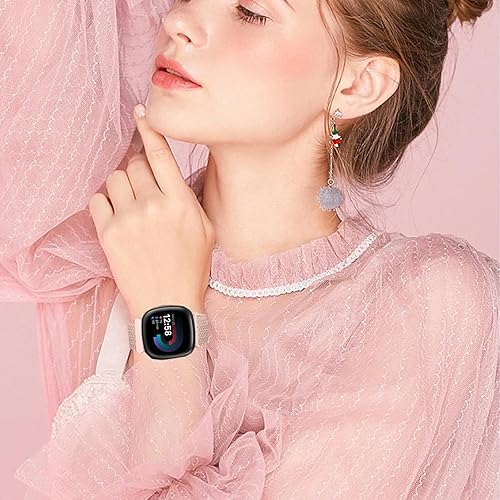 Miniatura 5 de Correas trenzadas ajustables Solo Loop  Compatible con Fitbit Versa 4  3  Sense 2  Sense, correas elásticas deportivas de nailon elástico para