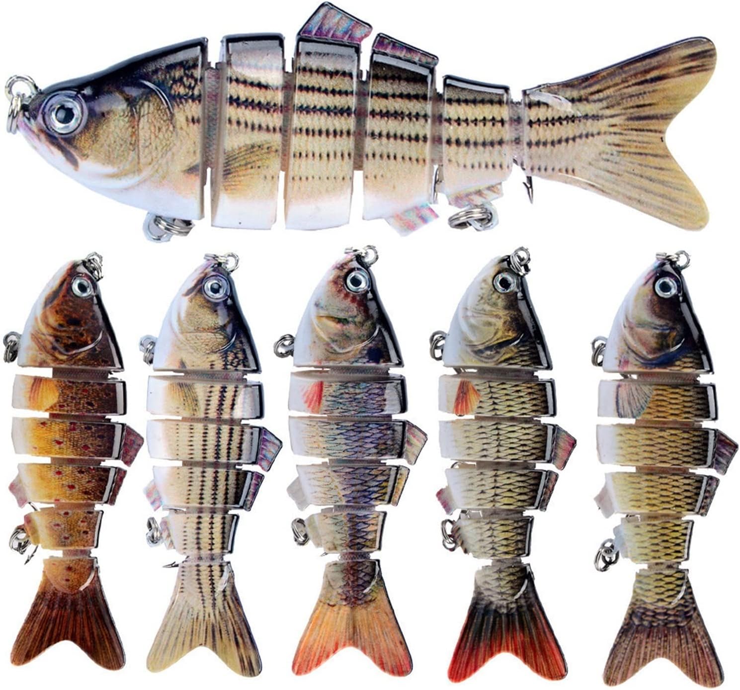 5Pcs 10cm 19g 6 Segmented Multi Jointed Swimbaits Lifelike Sinking Bionic Fishing Lure for Trout Perch Carp Bass Fishing Tackle Fishing Hard Bait