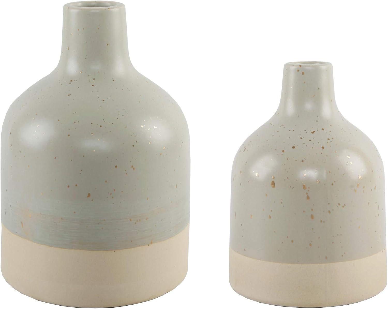 Flora Bunda 11 Inch H Two-Tone Speckle Ceramic Vase Stoneware,Sage