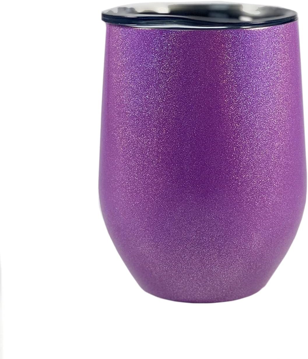 Trend Setters 12 oz Stemless Stainless Steel Wine Tumbler with Lid - Purple Glitter SSWINSPP