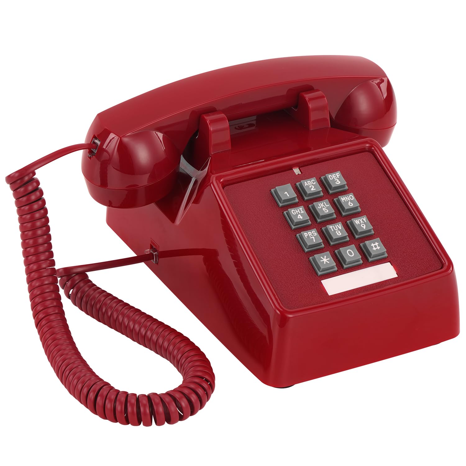 Uvital Retro Red Landline Phone, Vintage Corded Phone for Landline, Old House Phone, Traditional Classic Desk Telephone with Adjustable Handset and Ringer Volume for Home, School, Office, Hotel, Salon