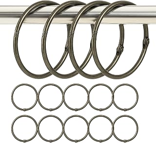 Shower Curtain Hooks Rings 10 Pcs 2 Inch Rustproof Metal Curtain Rings with Snap Joint Smooth Glide Round Shower Curtain Rings for Bathroom Shower Rods Chrome Finish Bronze