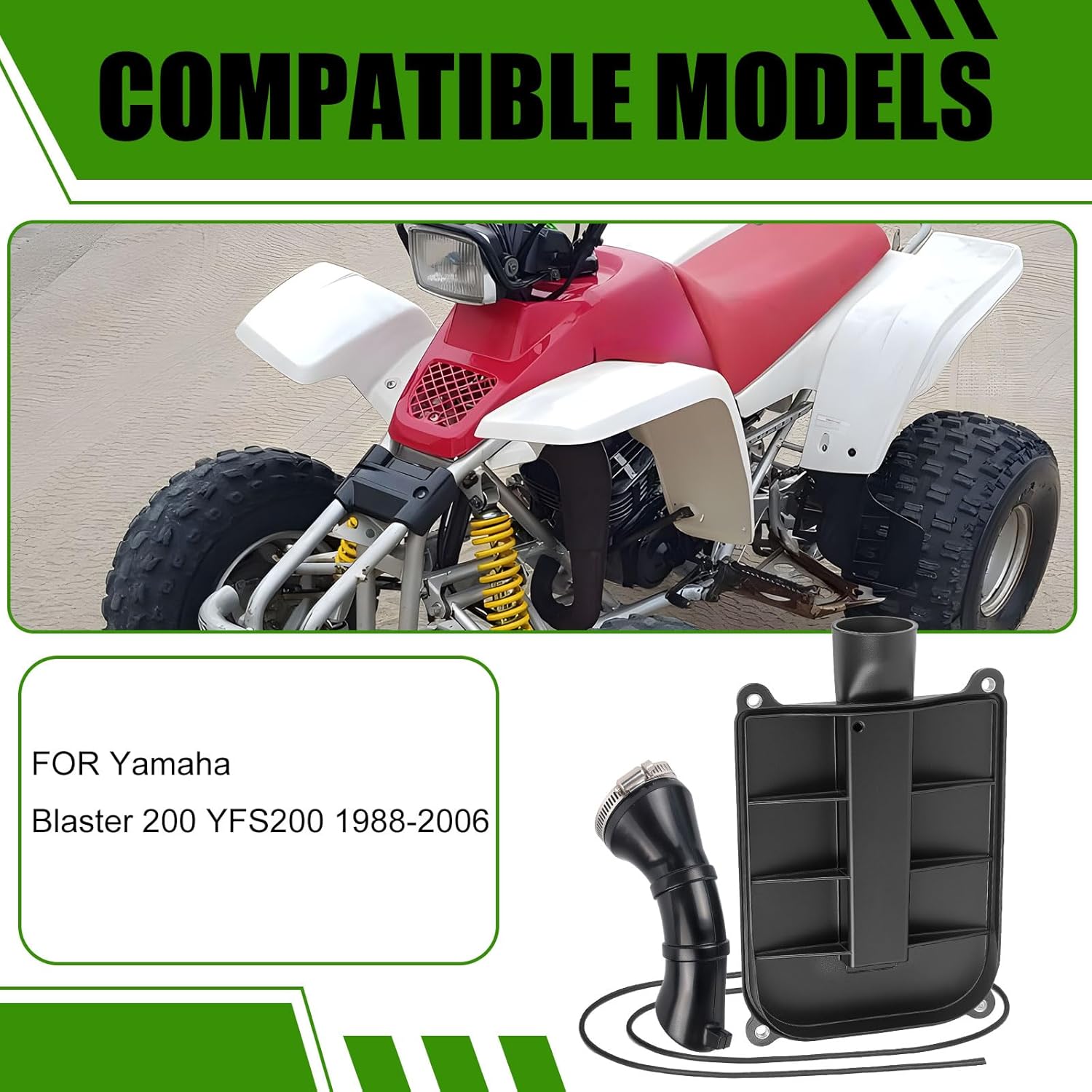 Air Box Lid Cover Cap & Seal + SNORKEL DUCT for Yamaha Blaster 200 1988-2006