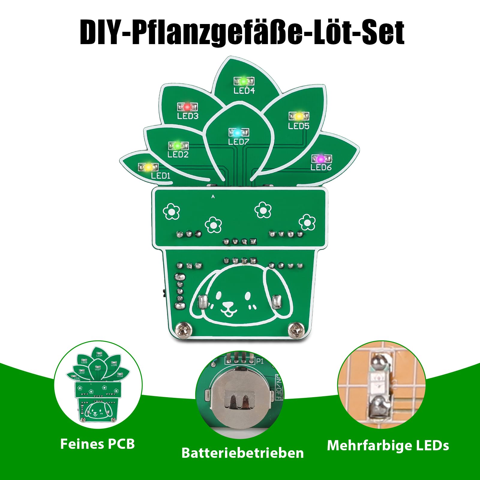 DIY Pflanzenkübel Löt Set, 3D-Lötübungsprojekte, Schreibtischdeko, ideal für STEM-Bildung und Elektroniklernen, Weihnachten Präsent für Familie und Freunde zu Ostern