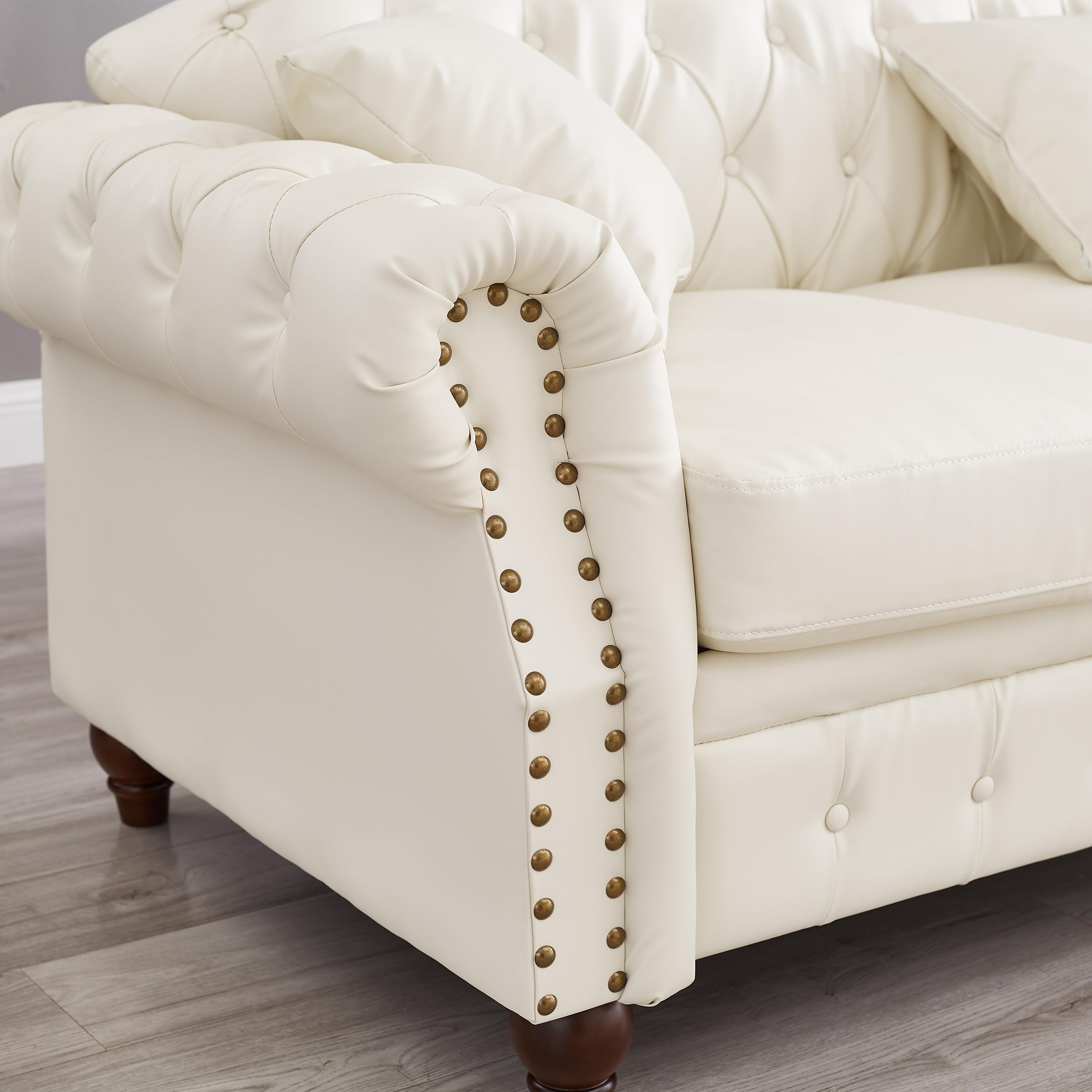 ソファ　高級　white label Amazon.com: VeroFree 85.8 Inches White Sofa – 3-seat Leather