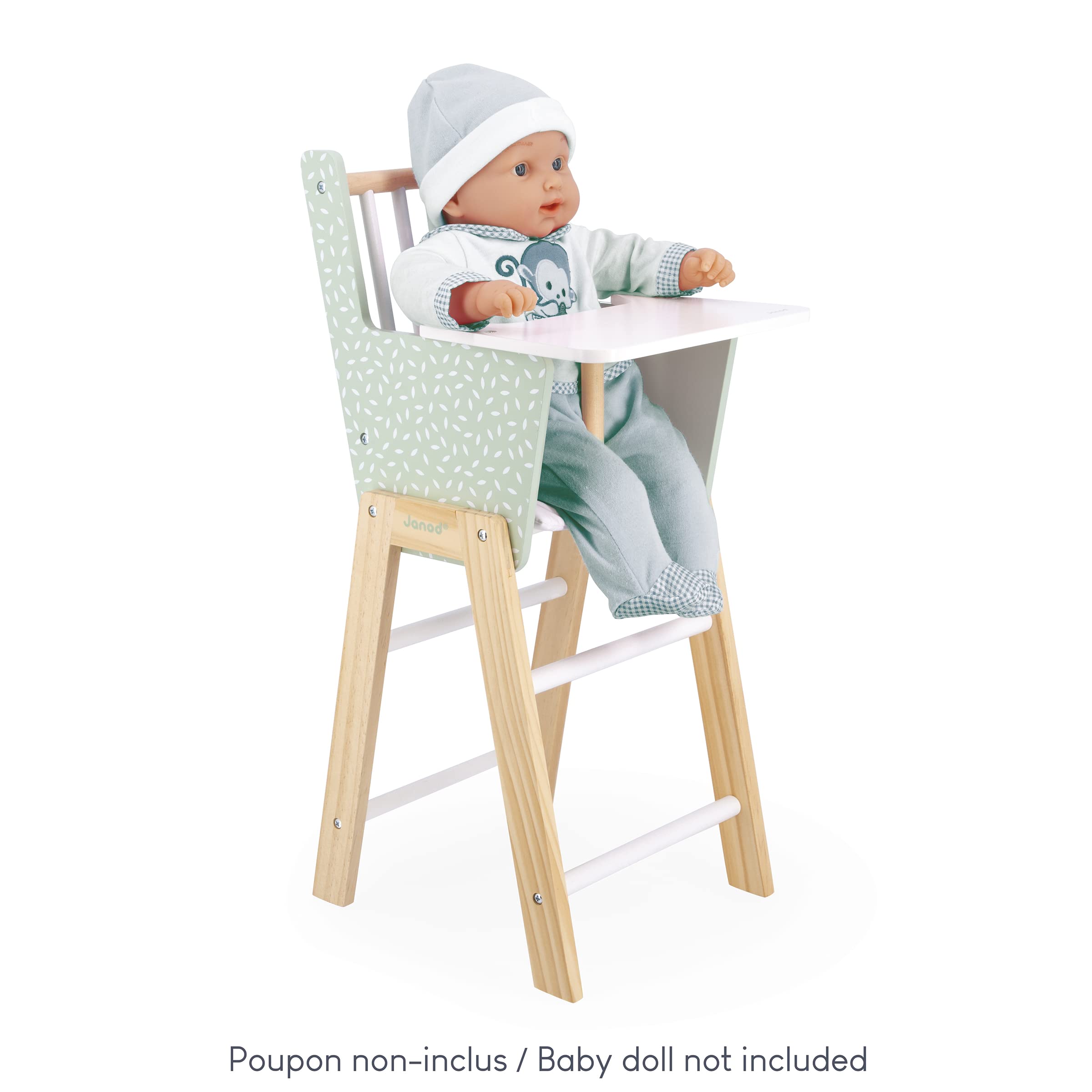Janod - Chaise Haute Zen en Bois FSC - Jouet d'Imitation - Accessoire pour Poupon et Poupée Jusqu'à 42 cm - Dès 3 Ans, J05901