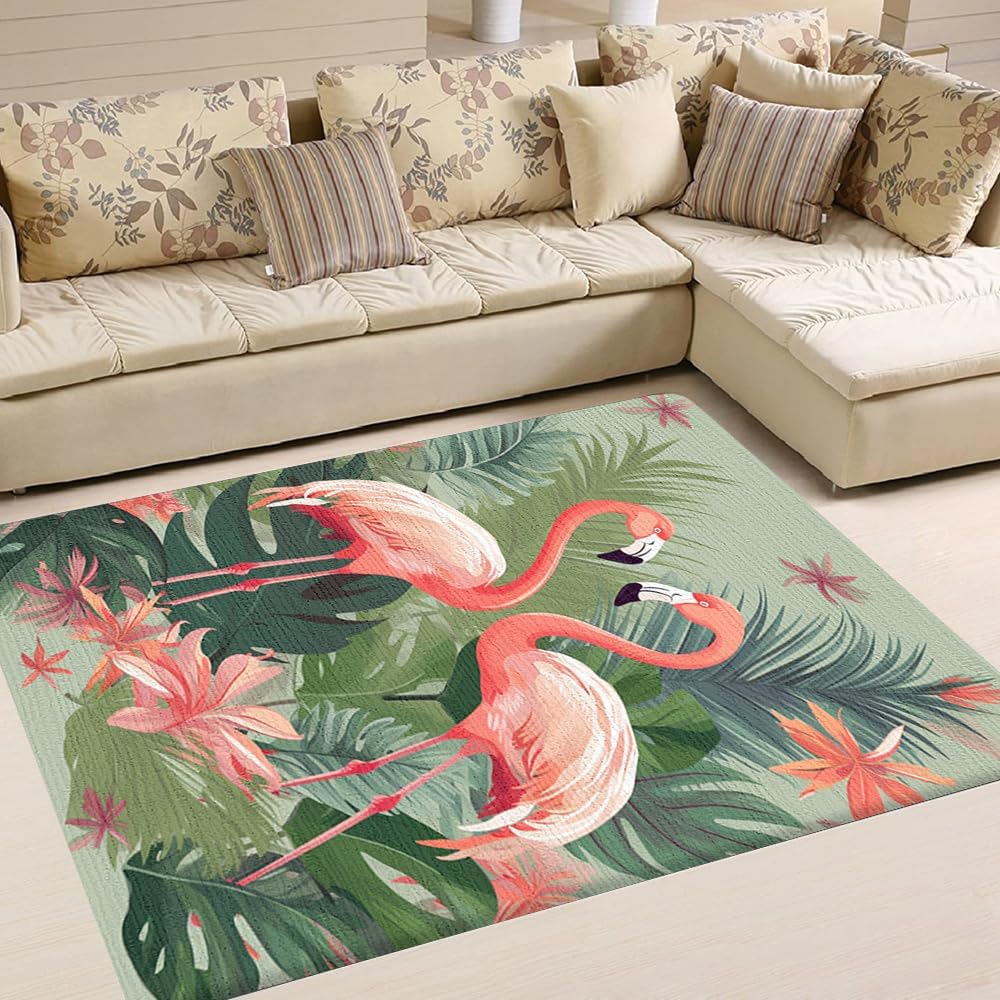 Flamingo Area Rug - 4x6, Bathroom, Printed, Outdoor & Indoor, Living Room & Bedroom, Runner