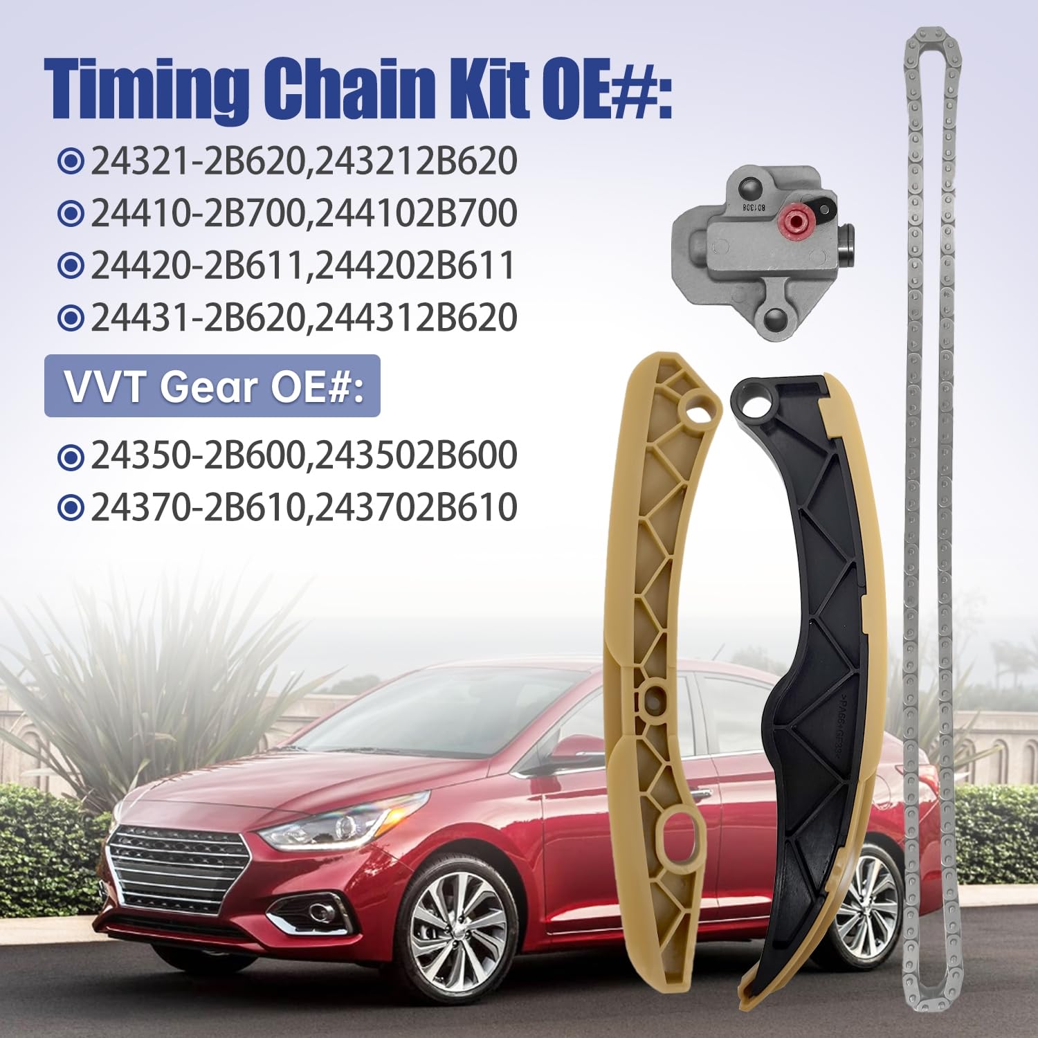 HAYIAUTO Timing Chain Kit For Kia/Hyundai 1.6L G4FJ/G4FD