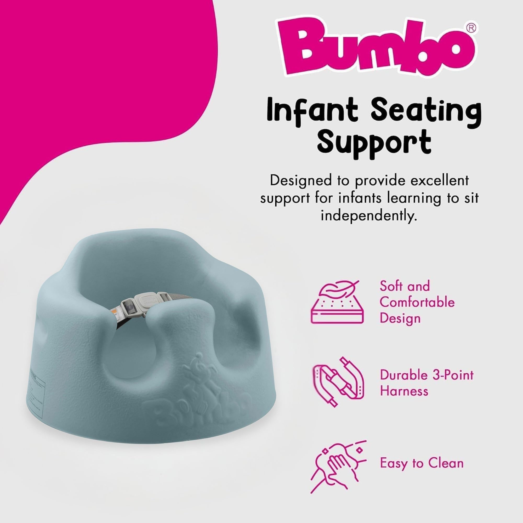 Bumbo Bodensitz im Salzbusch - Babyschale mit 3-Punkt-Sicherheitsgurt