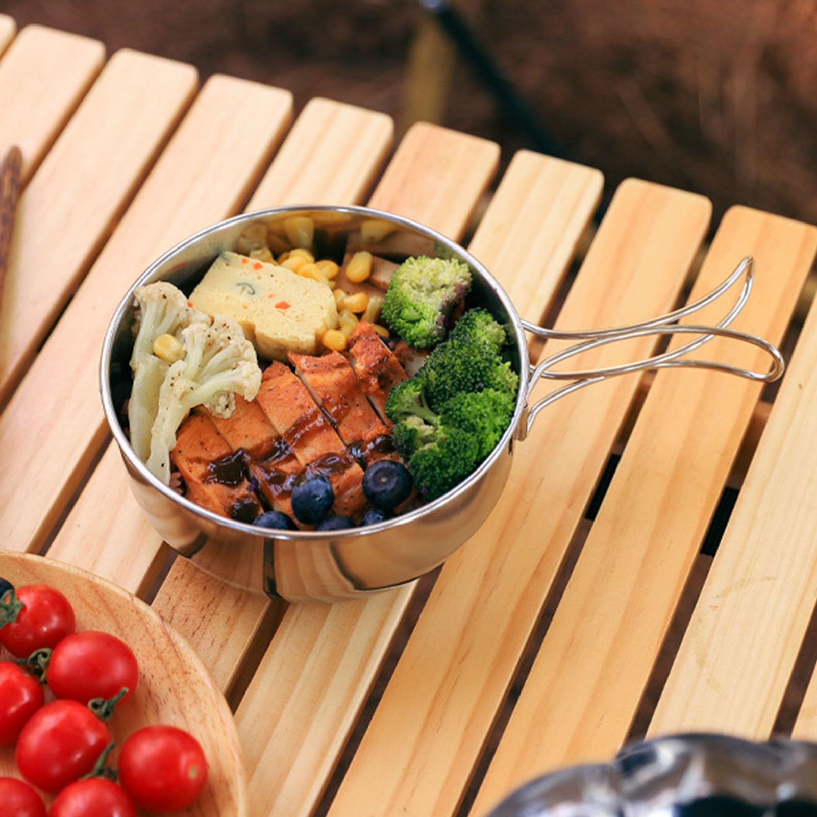 Restokki Stainless Steel Foldable Camping Bowl Portable Utensils for Outdoor Activities (Small 500ml)