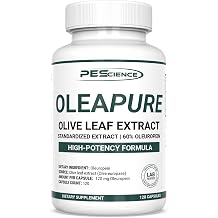 PEScience OleaPure Olive Leaf Extract, 60% Oleuropein, 120 Capsules