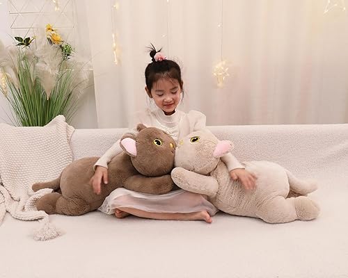 Miniatura 8 de YESGIRL Animales de peluche con peso de gato de 26.4 pulgadas, 5 libras, animal de felpa grande, bonita almohada de peluche, suave regalo de peluche