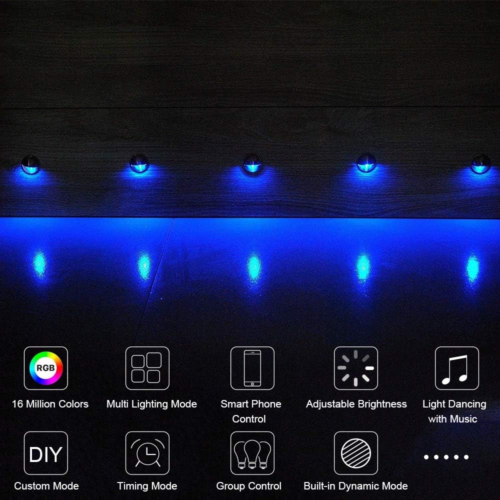 🔥 Flash Sale LED Step Lighting Kit, FVTLED 20pcs Φ1.38 Bluetooth Control RGB Half Moon Low Voltage Recessed Deck Lights In-ground Lighting Waterproof Outdoor Yard Path Stair Landscape Decor, Red Bronze