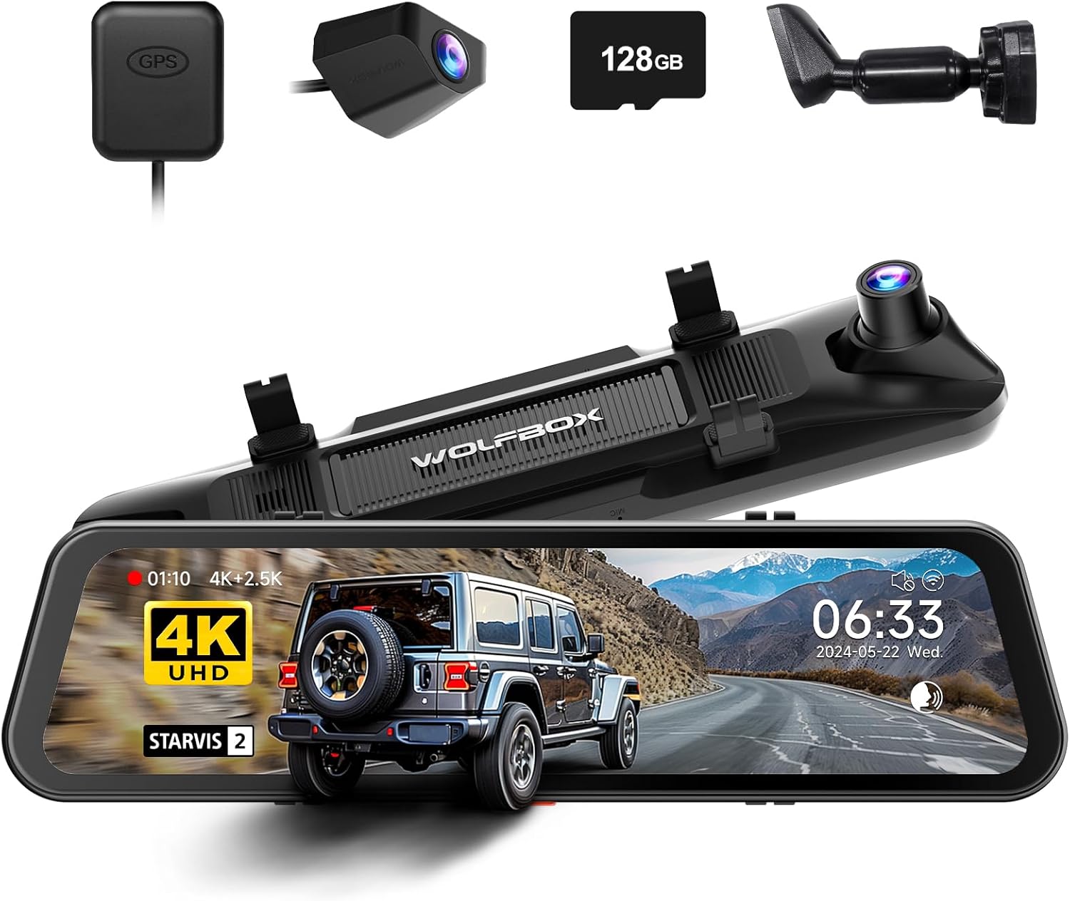 WOLFBOX G900 PRO Mirror Dash Cam & OEM Bracket