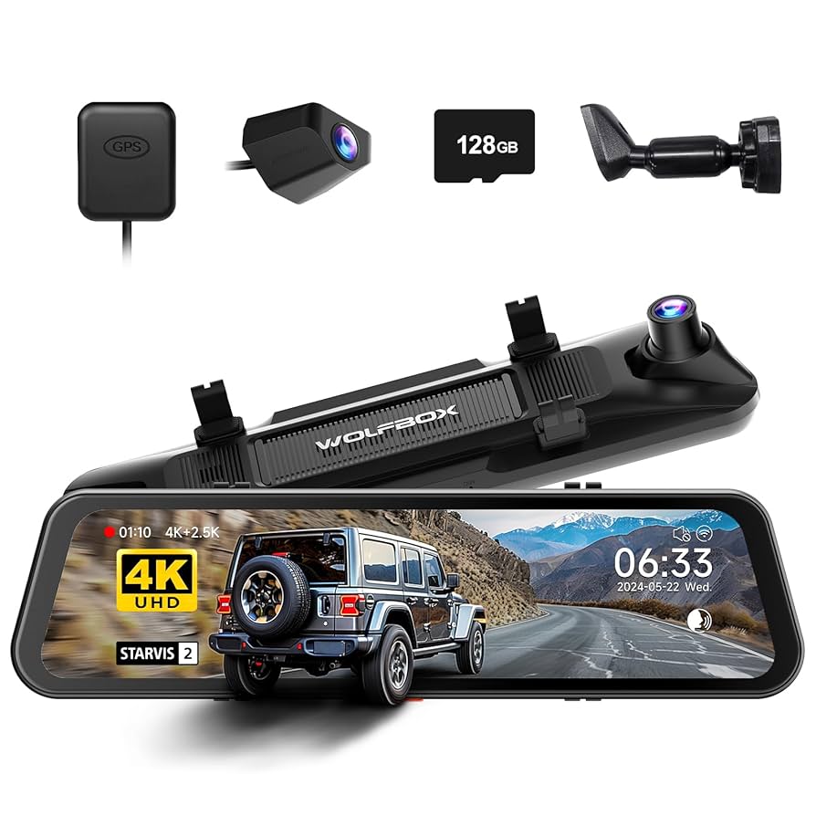ミラー型ドライブレコーダーWOLFBOX G900R WOLFBOX G900 4K+2.5K Touch Screen Parking Monitoring Dash Cam