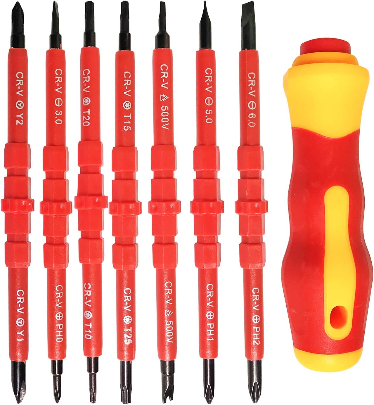 JJQHYCInsulated Screwdriver Set Magnetic 14 in 1 Multi-Functional Compact Electrician Maintenance Tools Kit