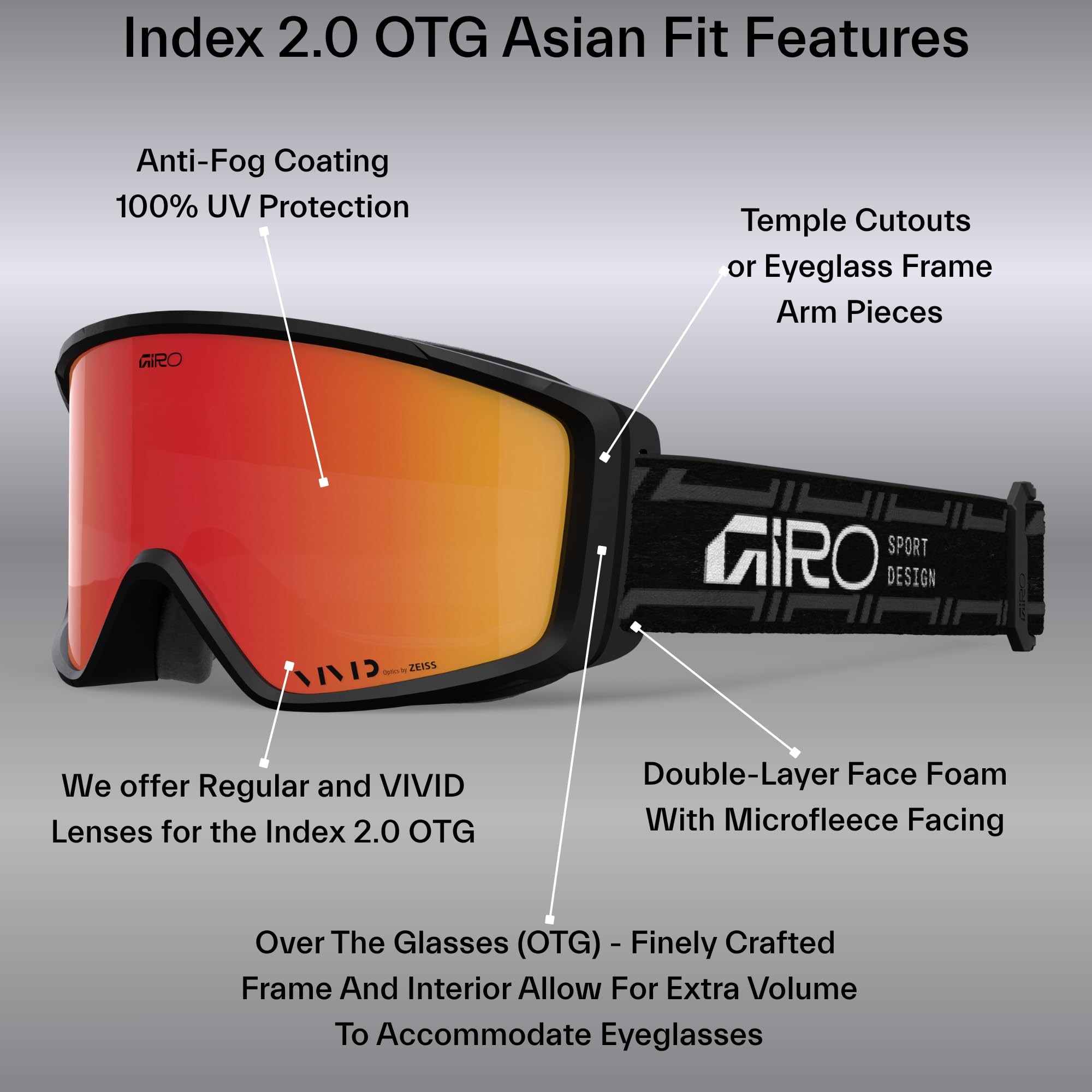 Amazon.com : Giro Index 2.0 Asian Fit Ski Goggles - Snowboard