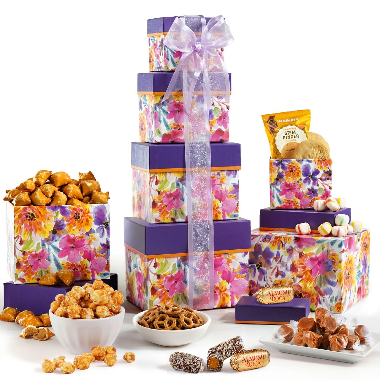 Broadway Basketeers Gift Basket Tower Snack Gifts for Women, Men, Families, Birthday, Appreciation, Thank You, Get Well Soon Care Package