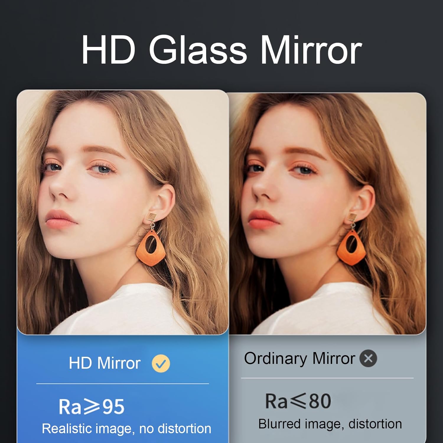 Wall Mounted Corner Mirror, Oval Bathroom Mirror with Aluminum Frame, HD, Explosion Proof, Swivel Corner Mirror with Bracket, Adjustable Angle,Black, Gold, White(Size:35x60cm,Color:Black)