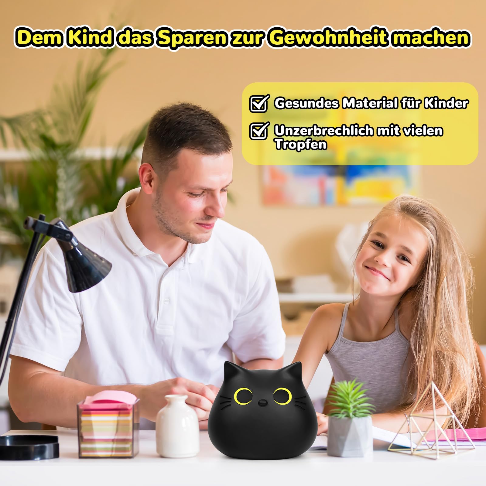 Gatto salvadanaio nero, salvadanaio per bambini, regalo di compleanno in plastica per ragazzi e ragazze