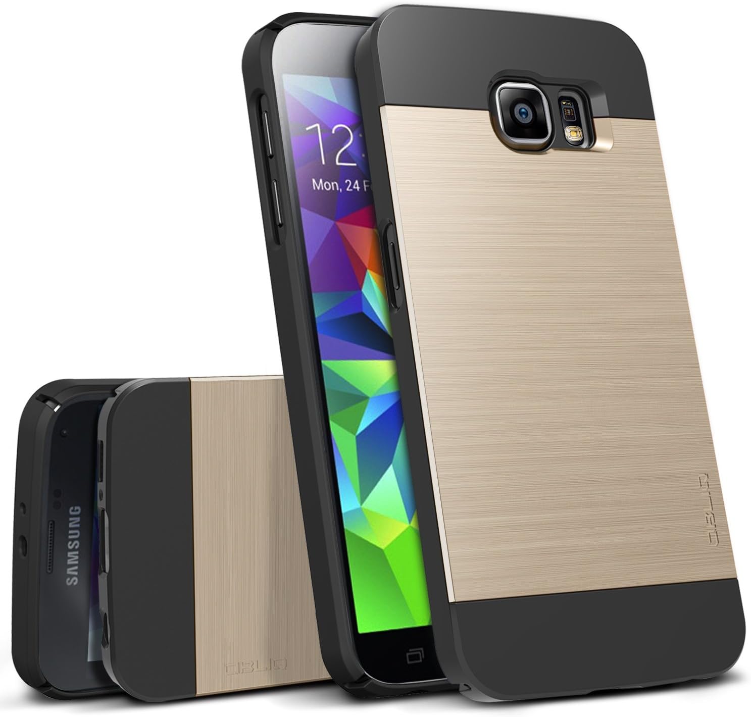 Galaxy S6 Case, OBLIQ [Slim Meta][Gold Platinum] Thin Bumper Fit Armor Scratch Resist Metallic Finish Dual Layered Heavy Duty Hard Protection Hybrid High Quality Case (for Samsung Galaxy S6)