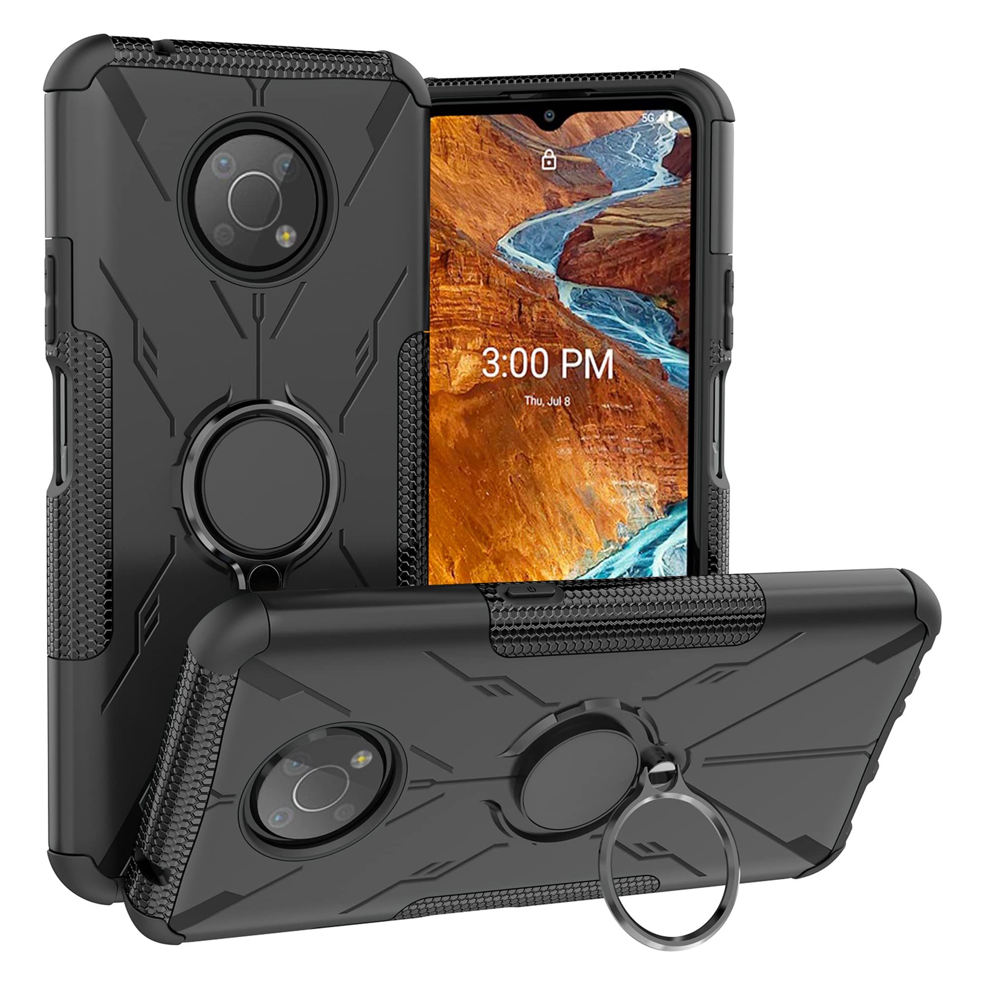 LiuShan Compatible with Nokia G300 case,360° Rotation Ring Holder KickstandMilitary Grade Shockproof Cover for Nokia G300 Smartphone（Not Applicable Other Model,Black