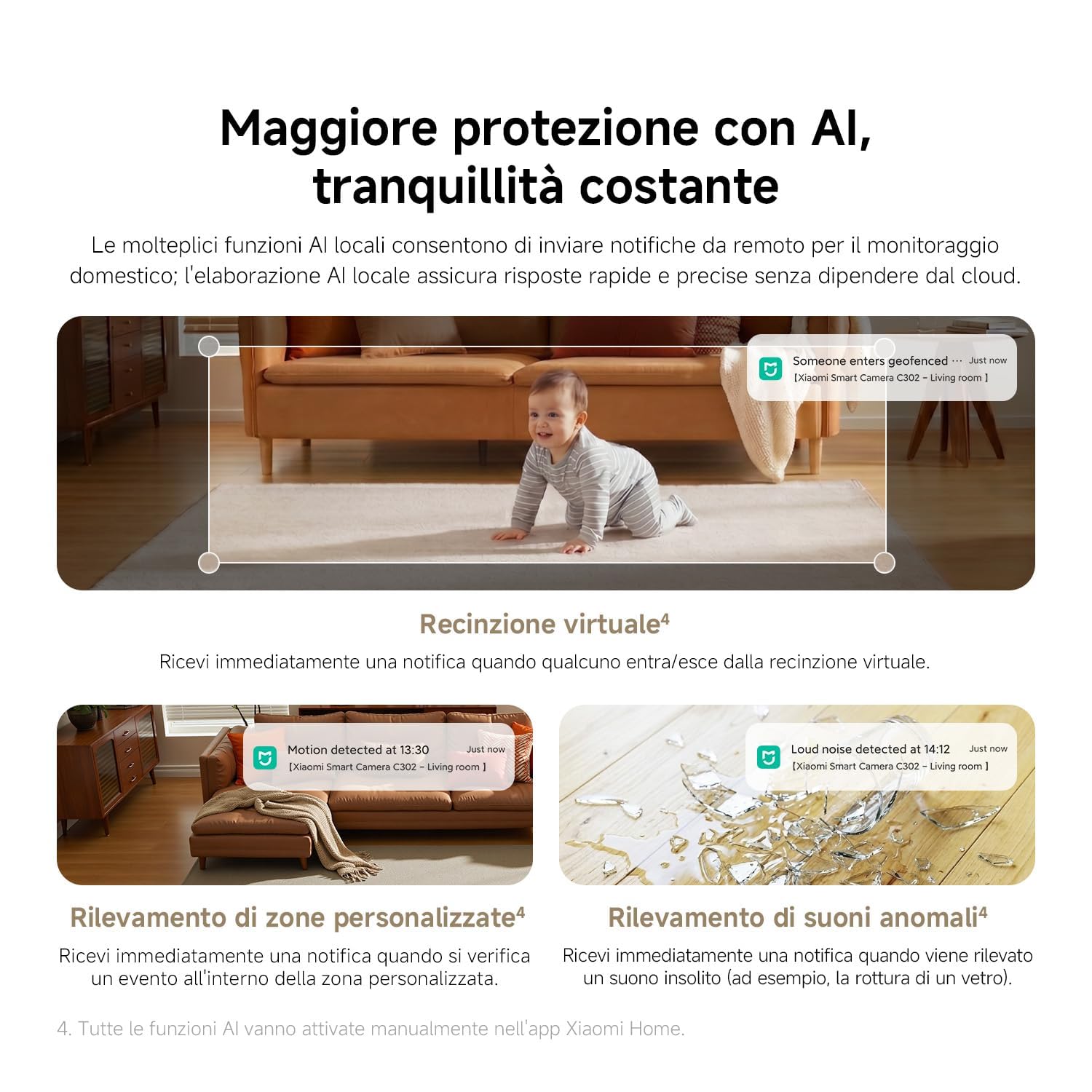 XIAOMI C302 Telecamera WiFi Interno 2K (3MP) con Privacy Shield · Alexa — immagine 6 di 16