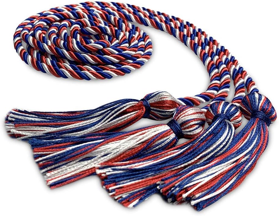 Endea Graduation Double Honor Cord Three-Color (Royal Blue/Red/White)
