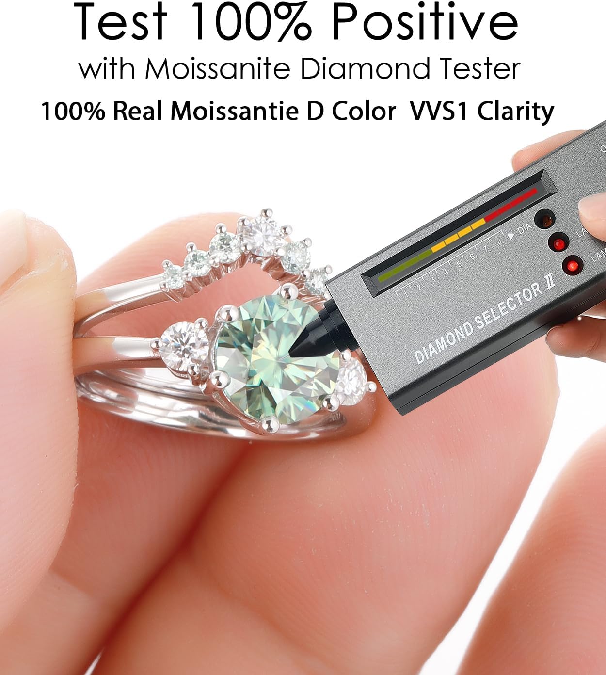 Green Moissanite Bridal Ring Sets for Women, 2.5CT D Color VVS1 Moissanite Wedding Ring Sets，18K White Gold Plated S925 Sterling Silver Engagement Promise Rings（10）