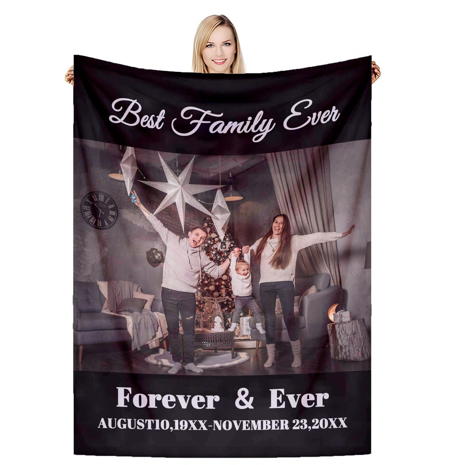 DSSHENGDS Customized best mom gift, birthday personalized blanket, personalized couple blanket, personalized photo gift for mom, girlfriend, him, her, anniversary, Christmas-A-130 * 150