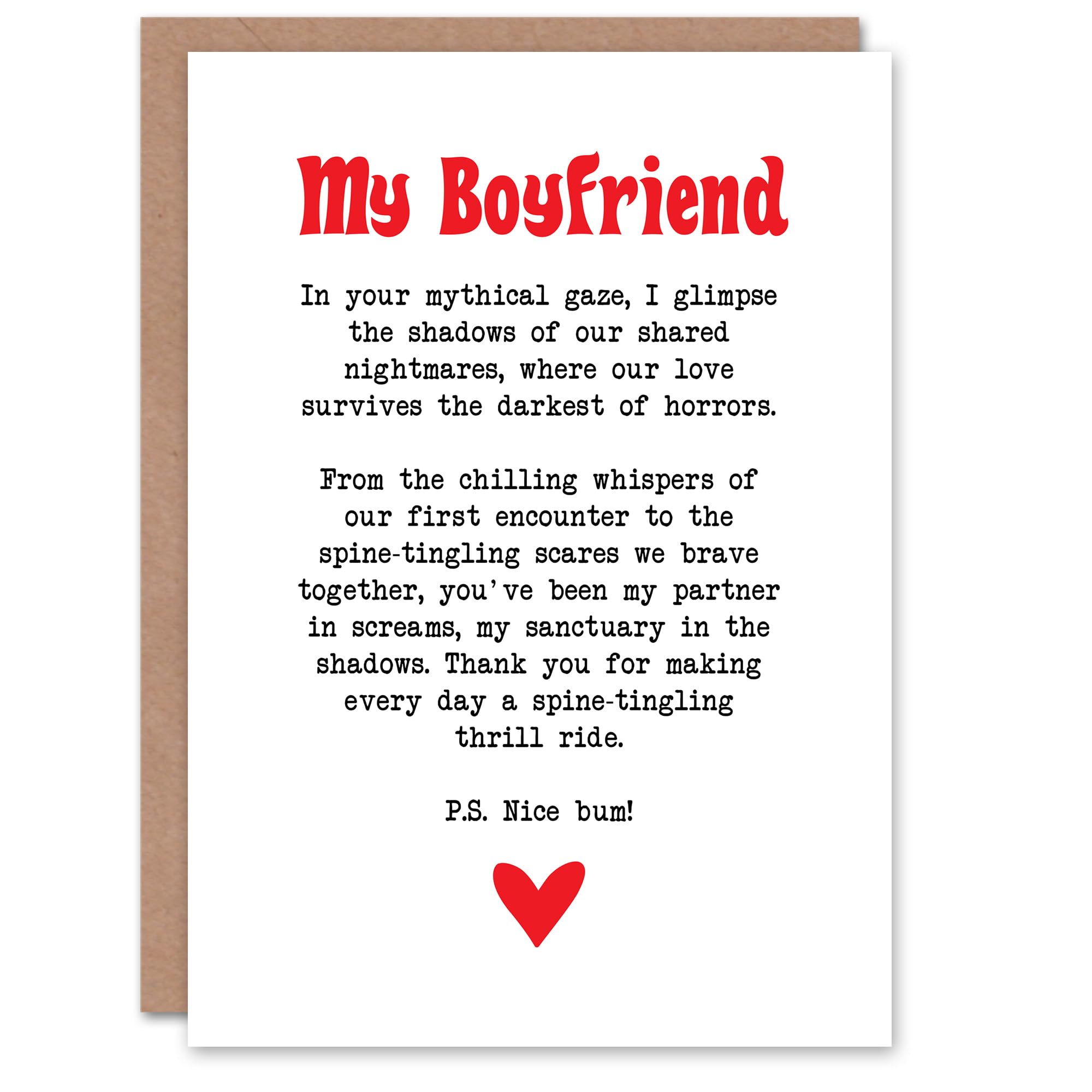 Artery8 Greeting Card Love Poem Horror Fan Boyfriend Romantic Poetry For Him Man Valentine's Day Card