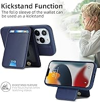 Vista 4 de Havaya Funda para iPhone 13 Pro Max y iPhone 12 Pro Max, cartera compatible con magsaf 2 en 1, desmontable magnética con tarjetero y ranura trasera