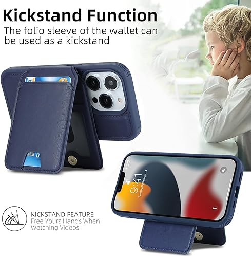 Miniatura 4 de Havaya Magsafe - Funda tipo cartera para iPhone 13 Pro Max con tarjetero para iPhone 12 Pro Max, compatible con funda magnética desmontable de cuero