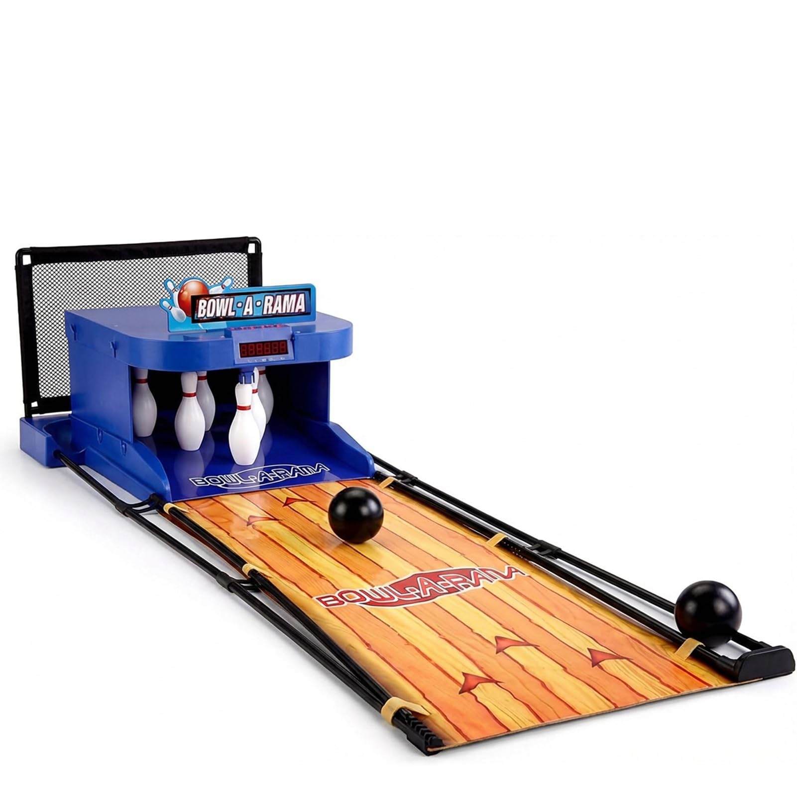 Elektronisches Bowling-System für Innen - Faltbarer Heim-Arcade-Automat mit Automatischem Pin-Reset, LED-Anzeige & Sound - Mobiles Tisch-Sportspiel für Familie & Partykeller(3.5m/11ft)