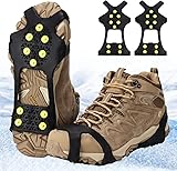 Spikes für Schuhe Winter, Schuhspikes Schnee und EIS Anti Rutsch, Spikes Schuhe Schuhkrallen mit 10 Zähne, Schuh Spikes Grödel Steigeisen Ice Grips Klampen Eisspikes für Damen und Herren