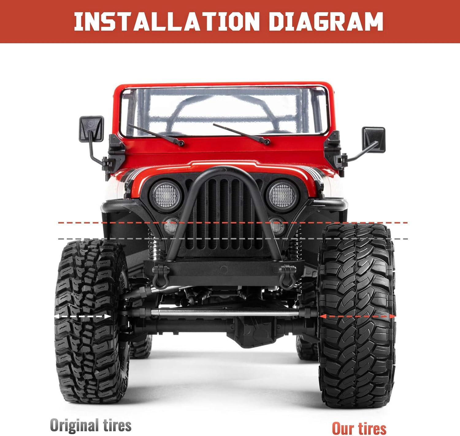 1.9 Tires RC Crawler Tyres Height 4.4" / 112mm Soft Rubber Great Grip on Rocks Mud Dirt for Traxxas TRX4 Axial SCX10 II III Redcat Gen 8 Tamiya CC01,w/Foam