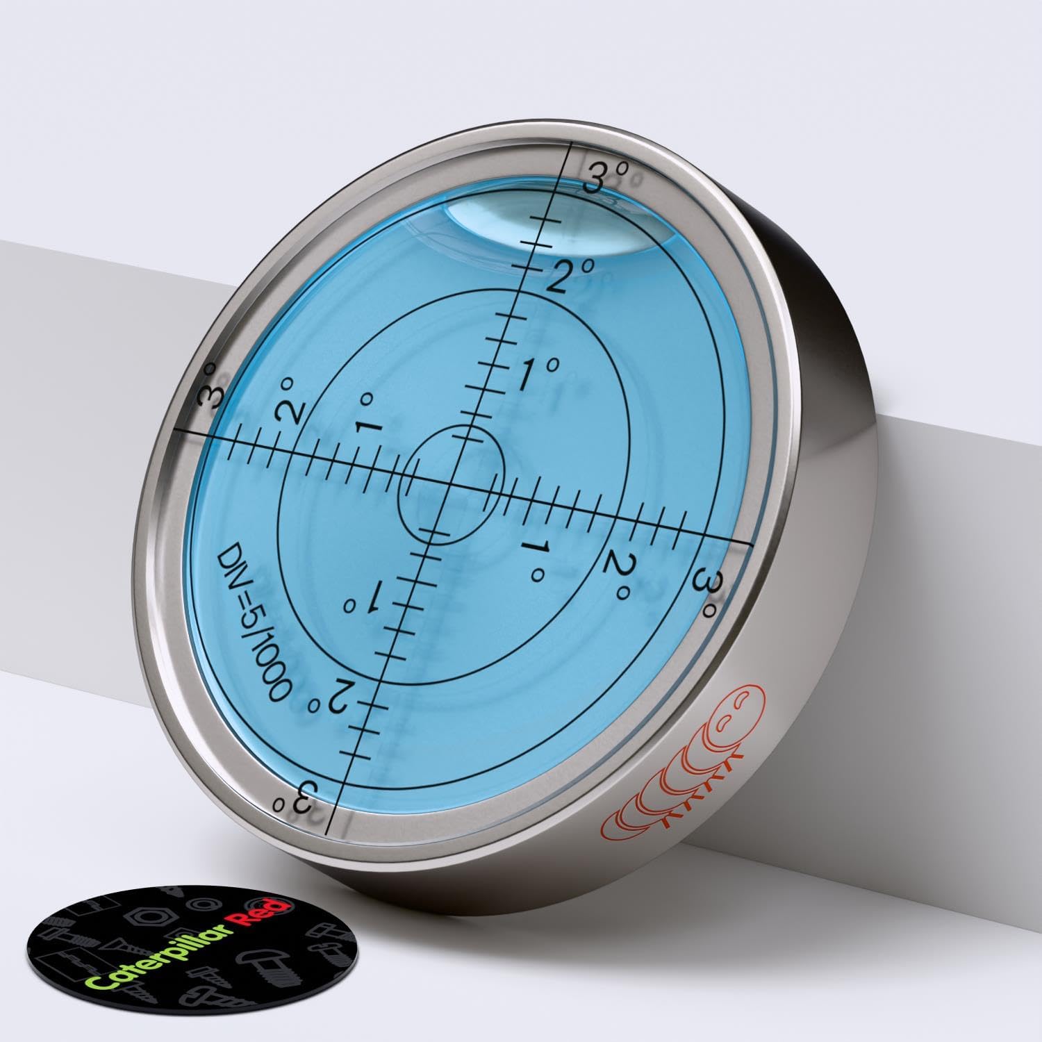 Luminous Metal Large Spirit Bubble Level 60mm Diameter (2 23/64 in), Blue/Silver