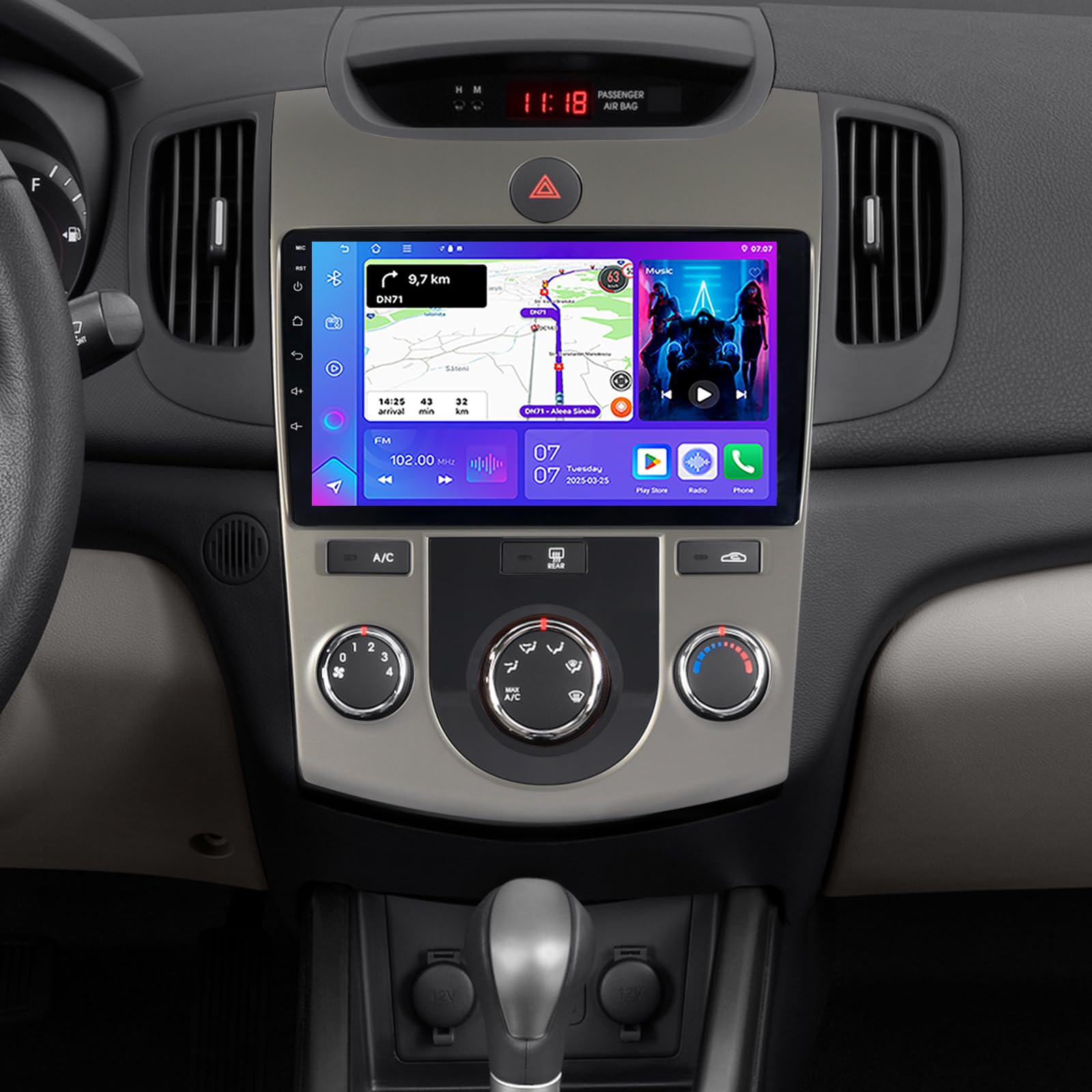 ASURE 9 inch Car Stereo Radio for Kia Forte Cerato 2011-2013 with Manual A/C,4Core 2+32G Android System In-Dash GPS Navigation Unit with Wireless Carplay,Android Auto,1280x800 Touchscreen Video Player-image-10