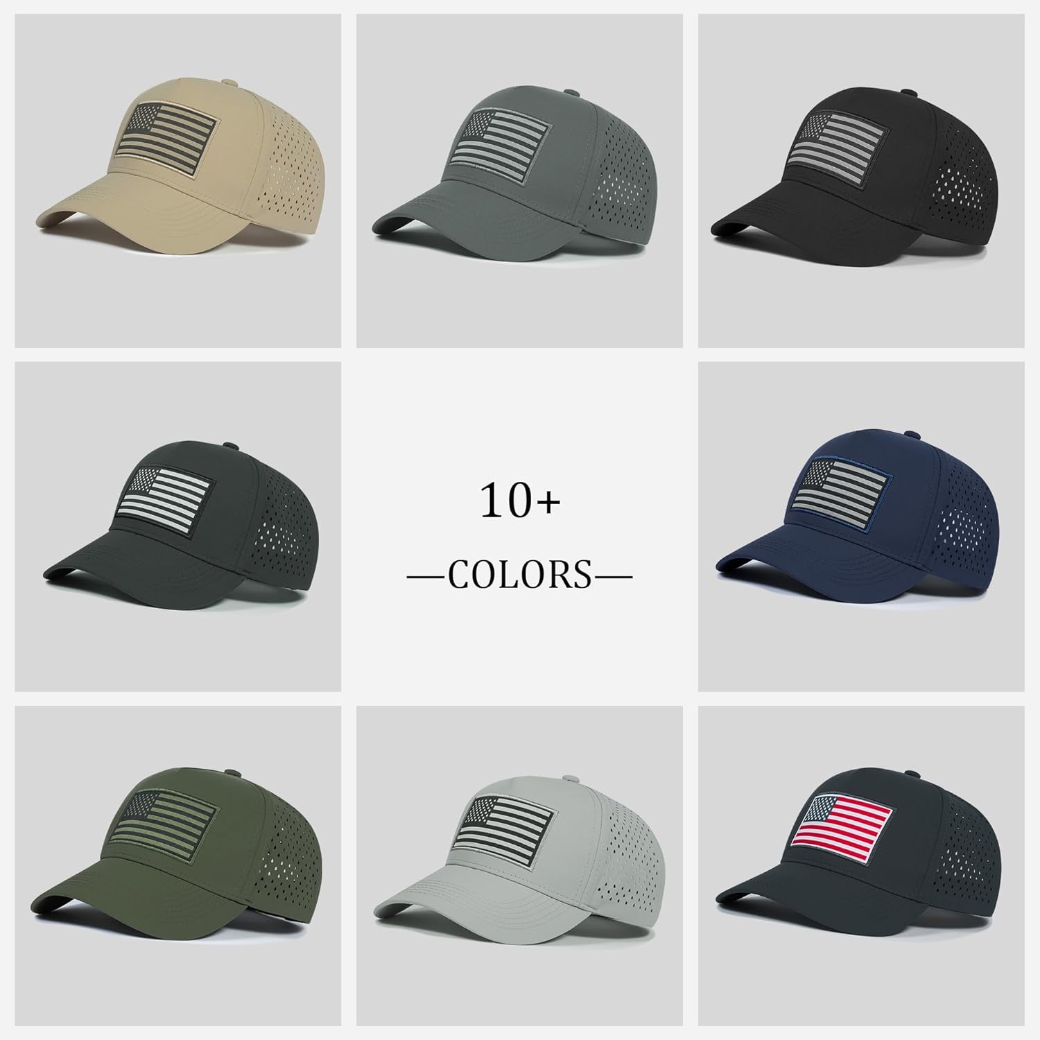 American Flag Trucker Hat, Quick Dry Baseball Cap for Men & Women, Laser Cut Mesh Waterproof Snapback Hats - Image 7