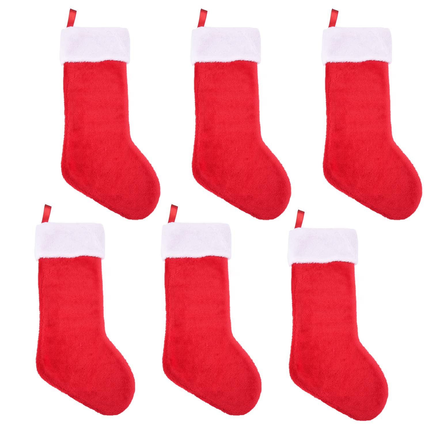 Weihnachtsstrümpfe, rot und weiß, Plüsch, Kamin, hängende Samtstrümpfe für Weihnachtsdekoration, 50,8 cm