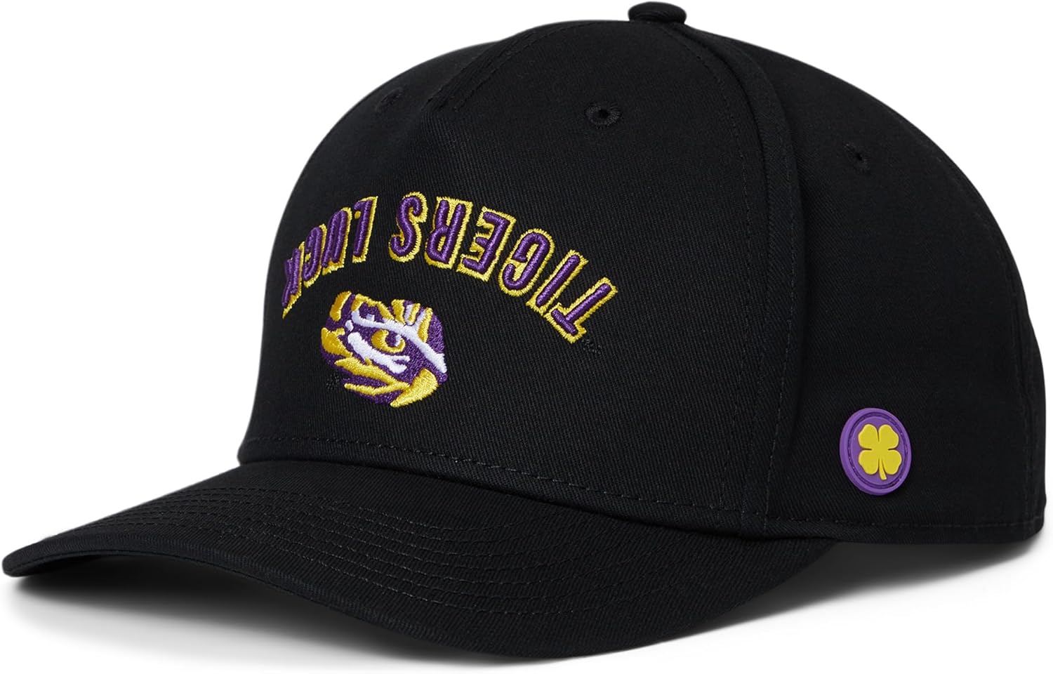 Black Clover Standard LSU Game Day Adjustable Snapback Hat, Black/Cotton Twill Purple 3D Embroidery