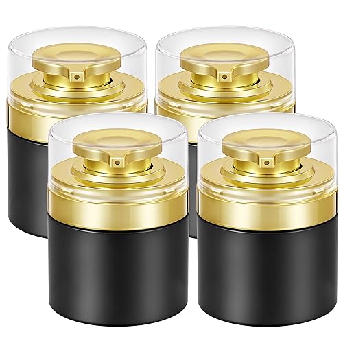 Tarros de bomba sin aire, paquete de 4 dispensadores de bomba hidratante vacía de 1.7 onzas, recipientes cosméticos al vacío recargables a prueba de