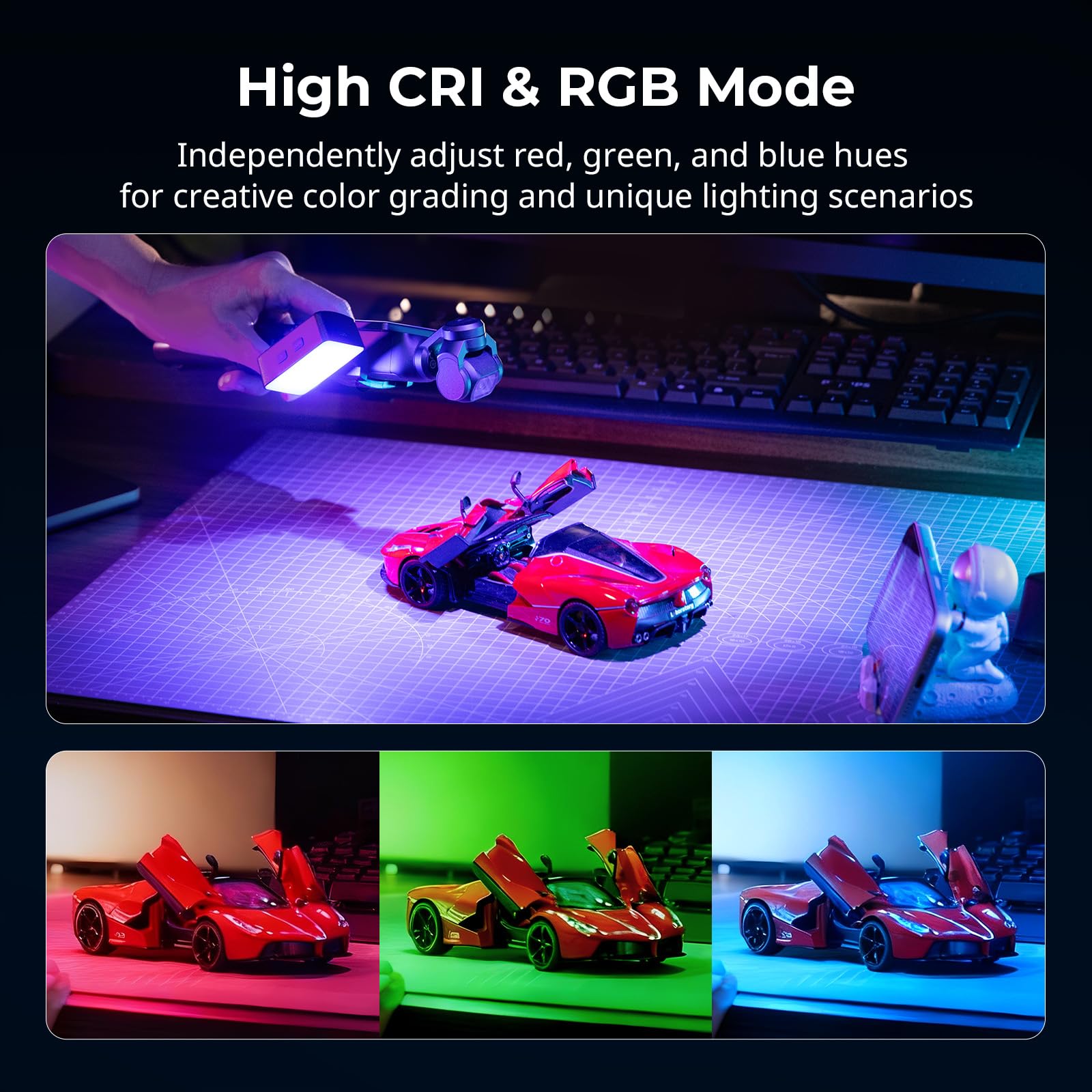 SMALLRIG Éclairage vidéo LED RGBWW pour DJI Osmo Pocket 4/3, avec Batterie 650 mAh, CCT et RGB 2700K-6500K, Orientation 360°, Idéal pour Les Selfies, Vlogs, Créateurs de Contenu - 5745