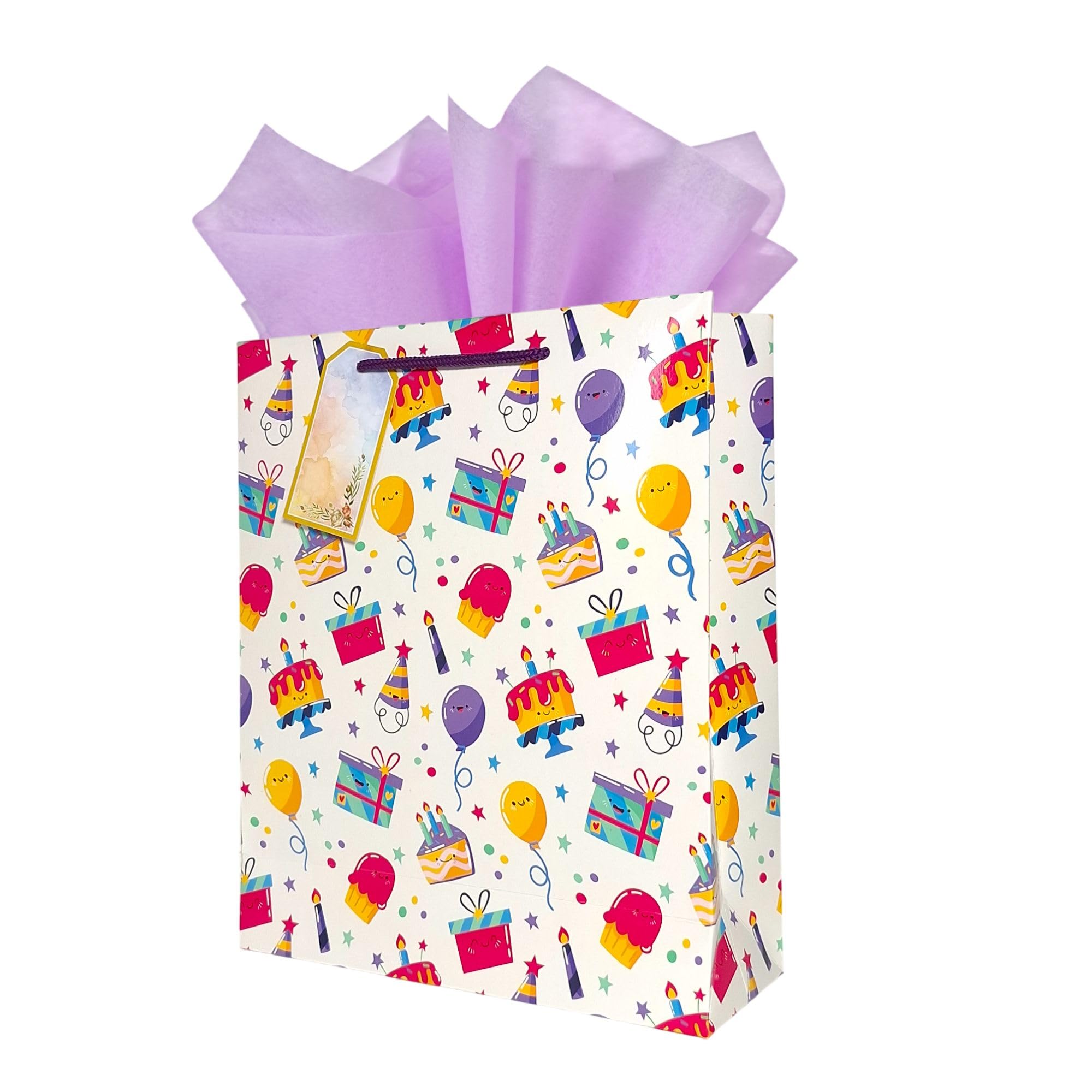 Flora Paperbags | Paper Bags for Birthday Return Gifts – Pack of 10 | Medium Carry Bags for Gifts | Return Gift Bags for Kids Birthday Party | 30×23×9 cm | Goody Bags |
