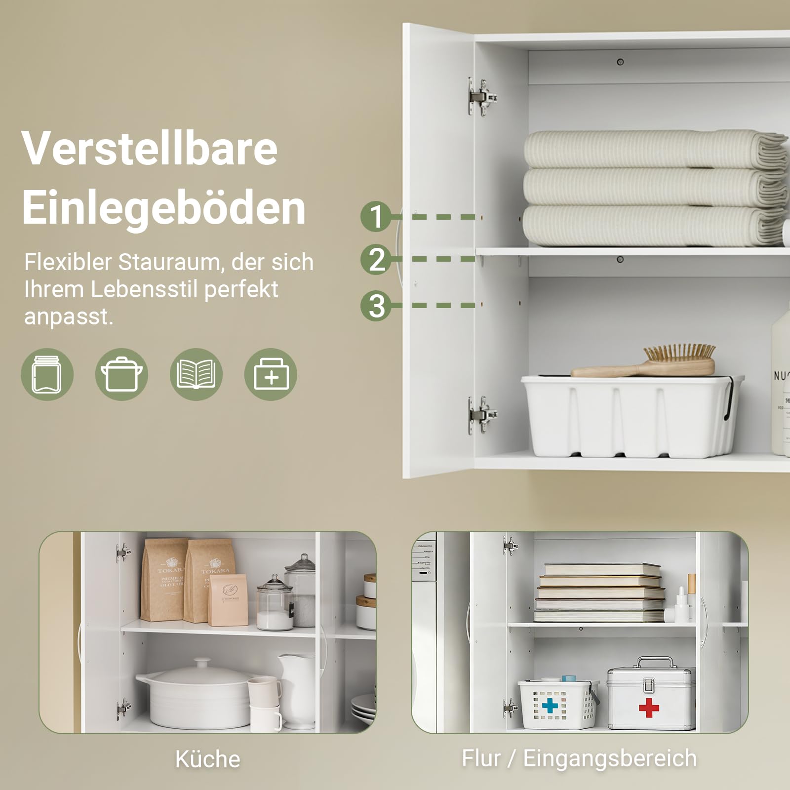 SoBuy Hängeschrank Bad weiß - Badezimmerschrank hängend mit verstellbaren Regalböden - Wandschrank schmal für Bad, Küche & Flur - Medizinschrank & Apothekerschrank, 90x30x60 cm, FRG231-L-W