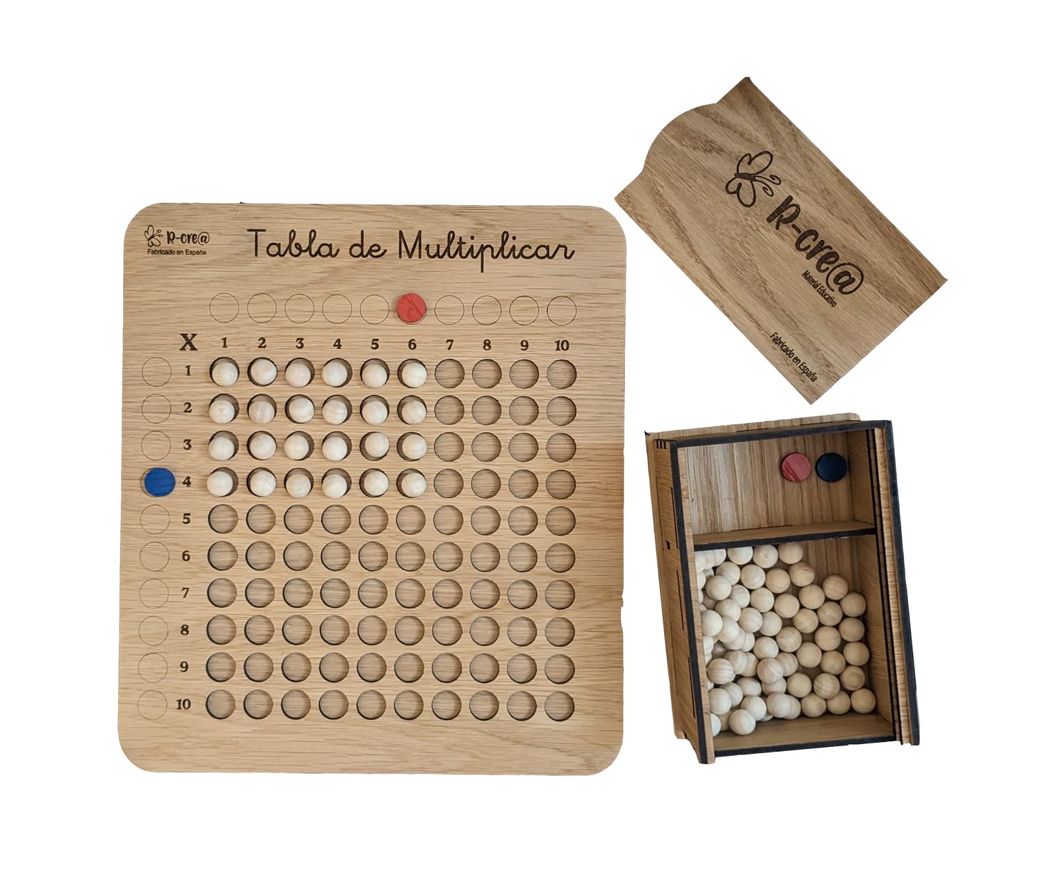 Tabla de Multiplicar Montessori | Aprendizaje Divertido y Sensorial | Ideal para Niños Edad Escolar | Juego Educativo de Madera para Potenciar el Cálculo y la Memoria | Método Montessori