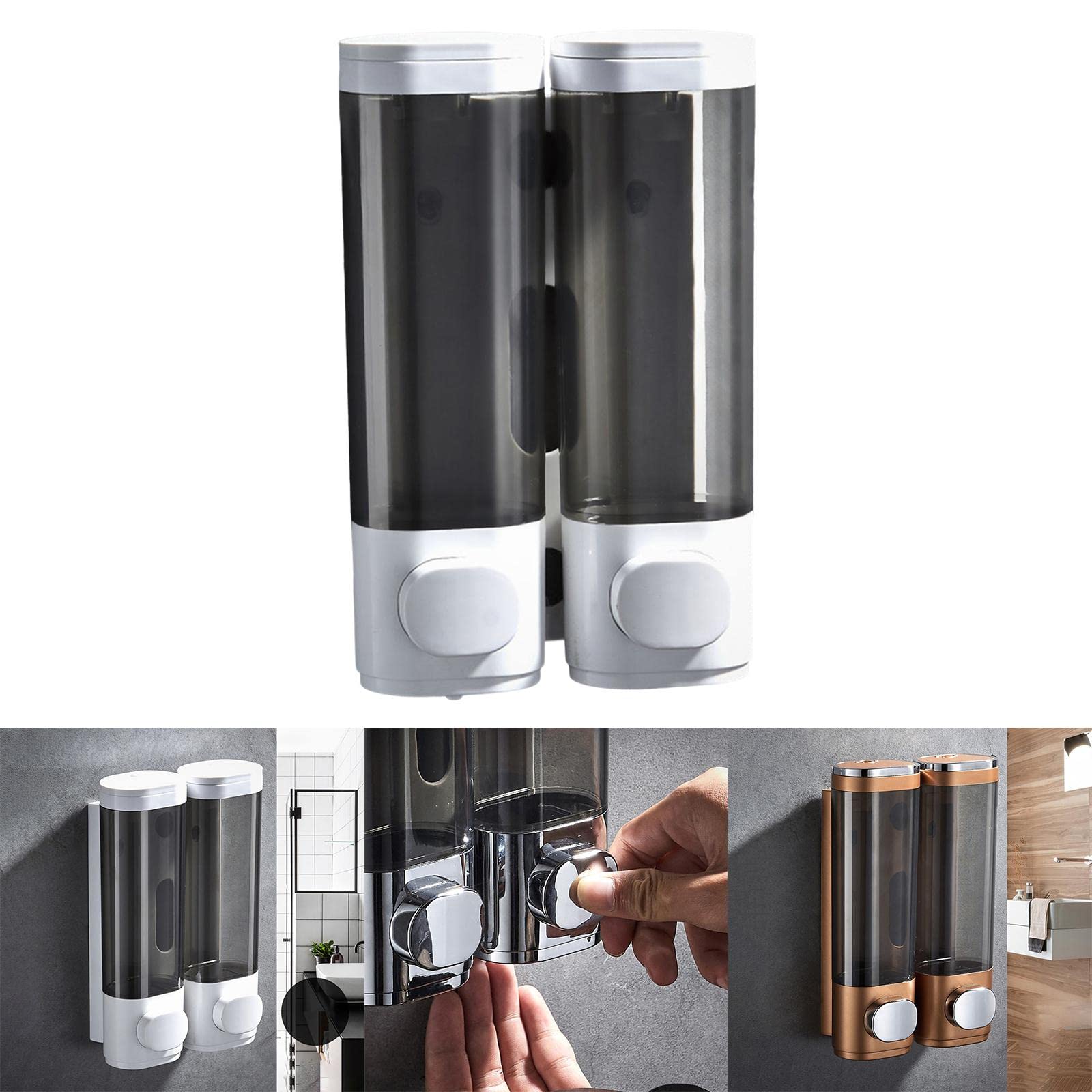 Dispensador de Jabón de Pared con Depósito Recargable Y Ventana Visible Bomba Manual Plástica Resistente para Baño Cocina Oficina Restaurante Escuela