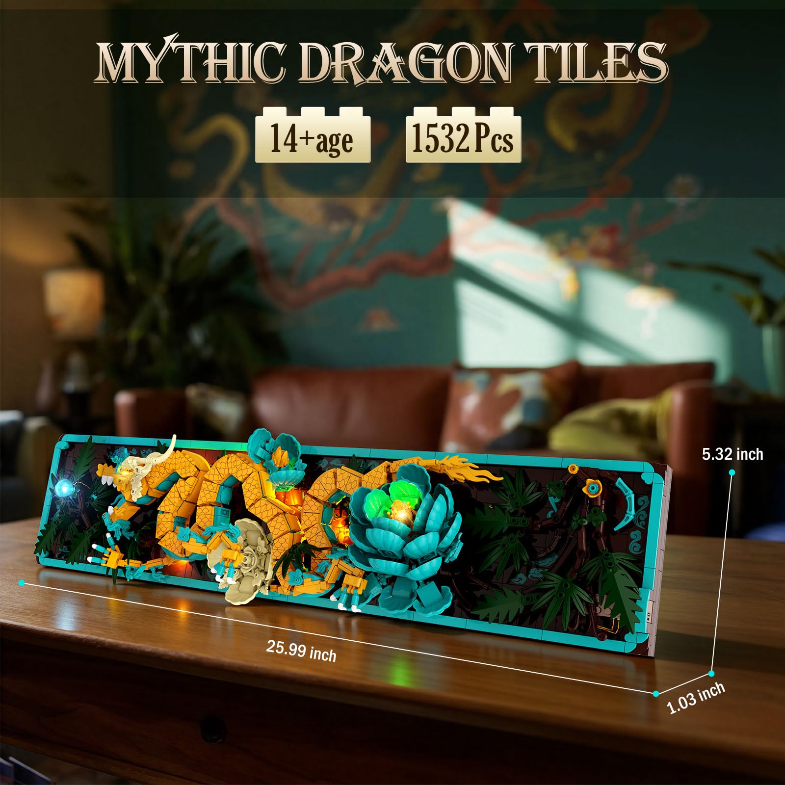 JMBricklayer Mythic Dragon Tiles Building Sets with LED Lights for Adults 70020 - Image 2