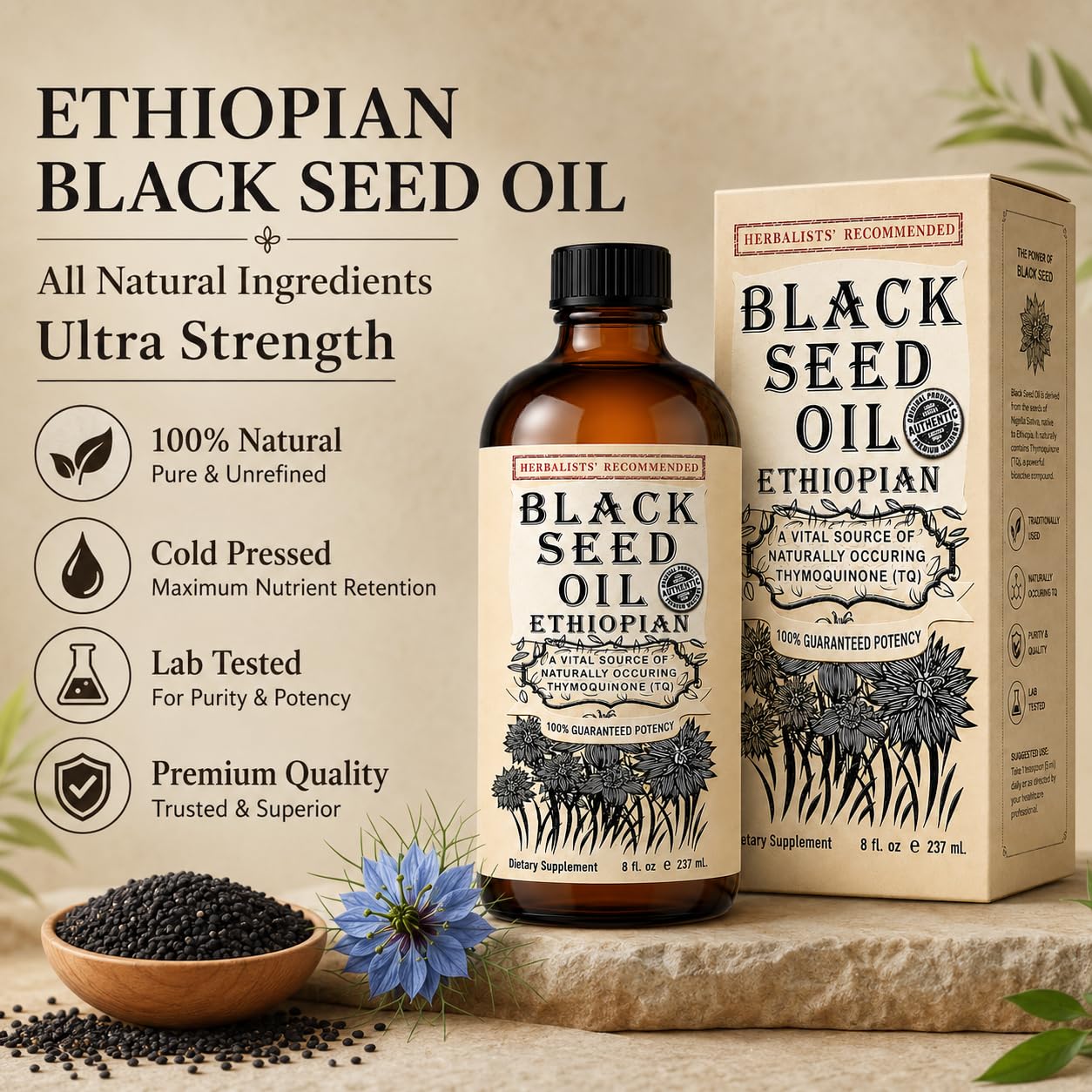 Ethiopian Black Seed Oil 8 fl oz Cold Pressed High Thymoquinone — Amazon image 3