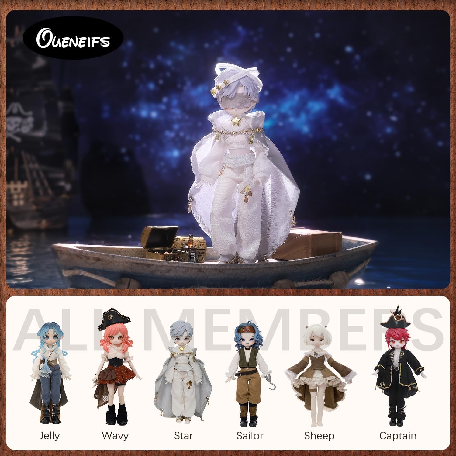 Oueneifs 1/8 BJD Doll Blind Box Captain Sea Warrior Style Full Set Resin Toy for 15+ Years Old (Whole Set/Six Box), No Repetition.